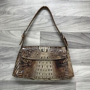 Besso Shoulder Bag Women's Brown Exotic Alligator Skin Crocodile Y2K Vintage